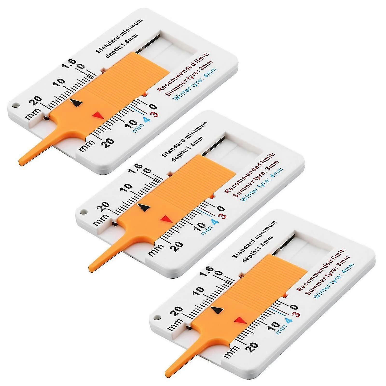 Tread Depth Gauge For Tyres, 3 Pieces 0-20 Mm Plastic Tyre Tread Depth Gauge Depth Gauge - Ya