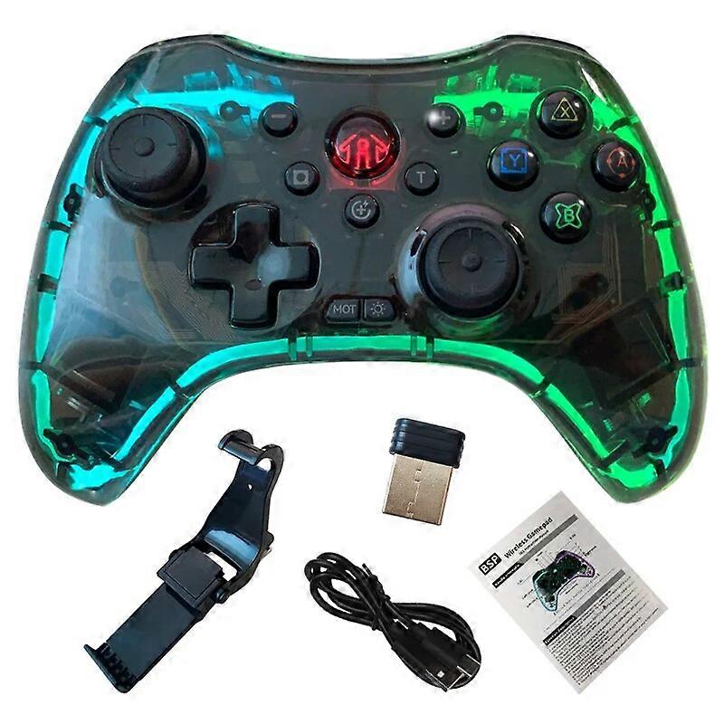 Wireless BT Transparant LED Luminous Gamepad for NS Switch Console Game Controller Joystick for Switch PS3 PS4 Android PC Device