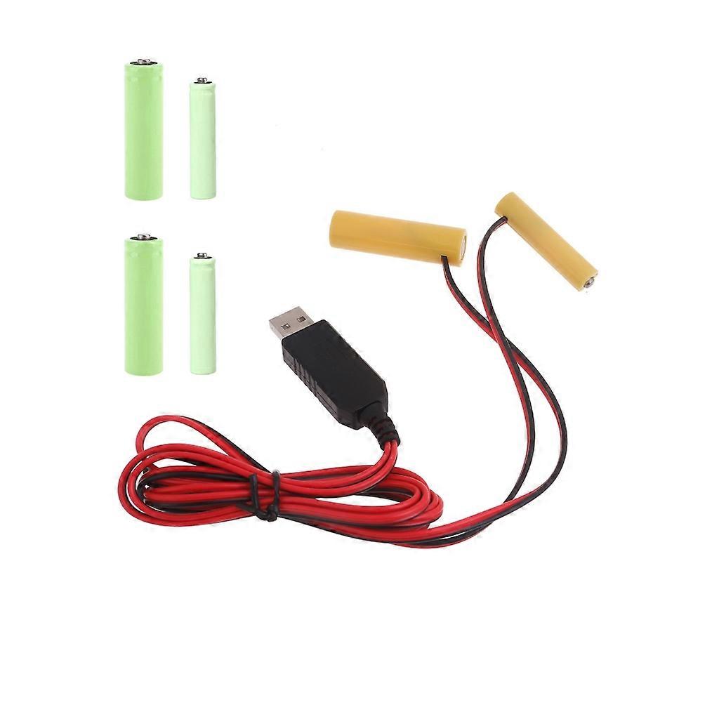 1 in 2 USB Power Supply Replace 3pcs 1.5V AAA+AA Battery for Clock Toy Light