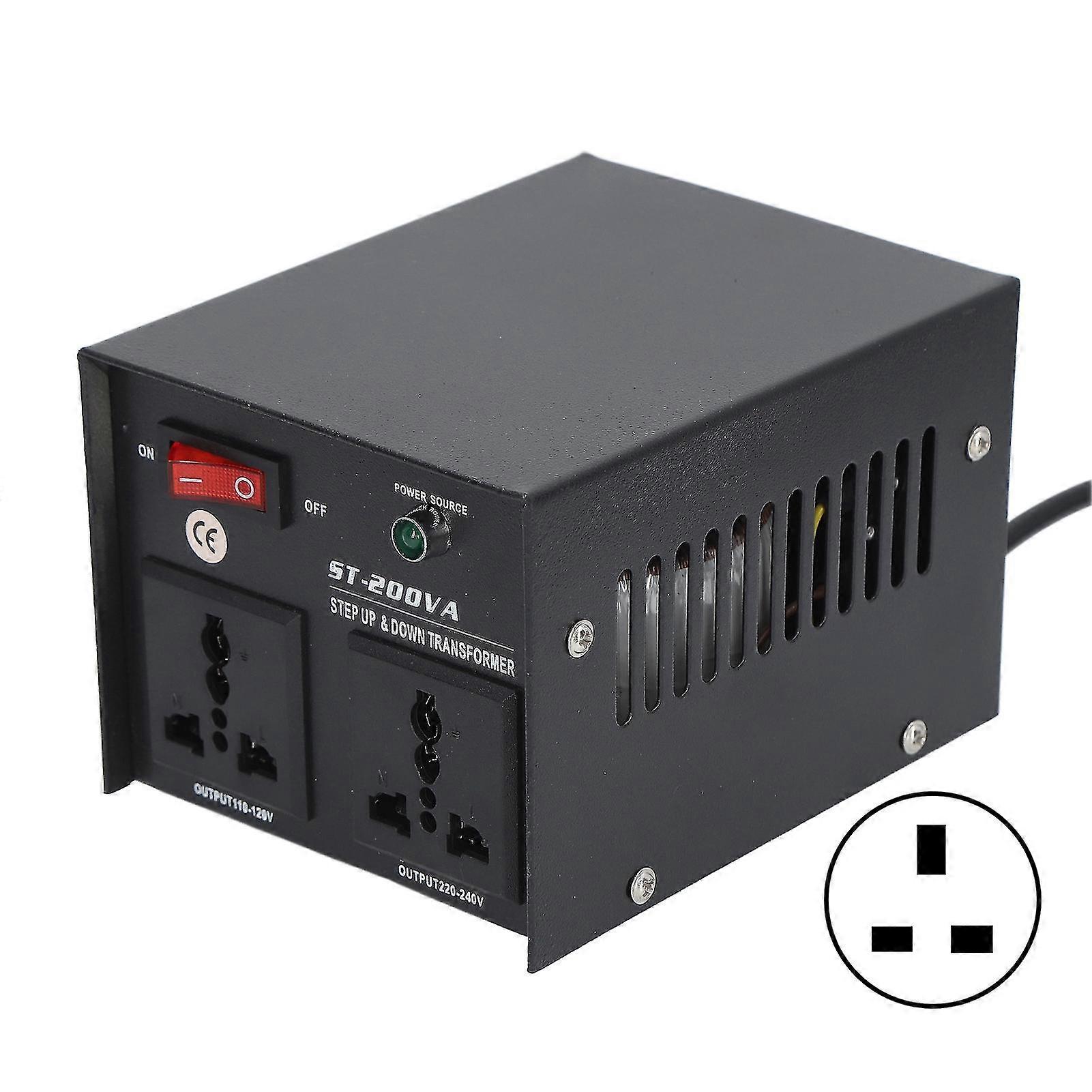 200W Step Up Buck Voltage Converter Transformer with 110V120V220V240V UKPlug Limit Switch