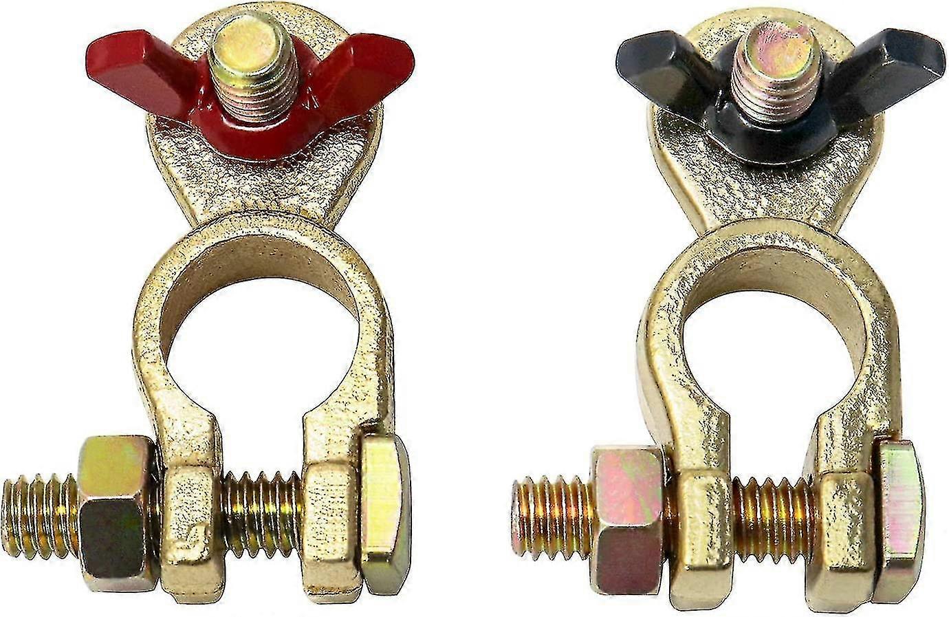 Brass Battery Terminal Connectors, Battery Terminal Top Post Marine Grade Battery Terminal Clamps For Boat Car Rv (1set (2pcs)) -t