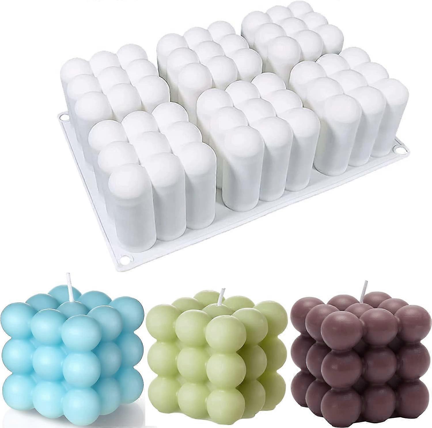 Cube Candle Moulds, 6 Cavity Silicone 3D Bubble Moulds for Candles Making