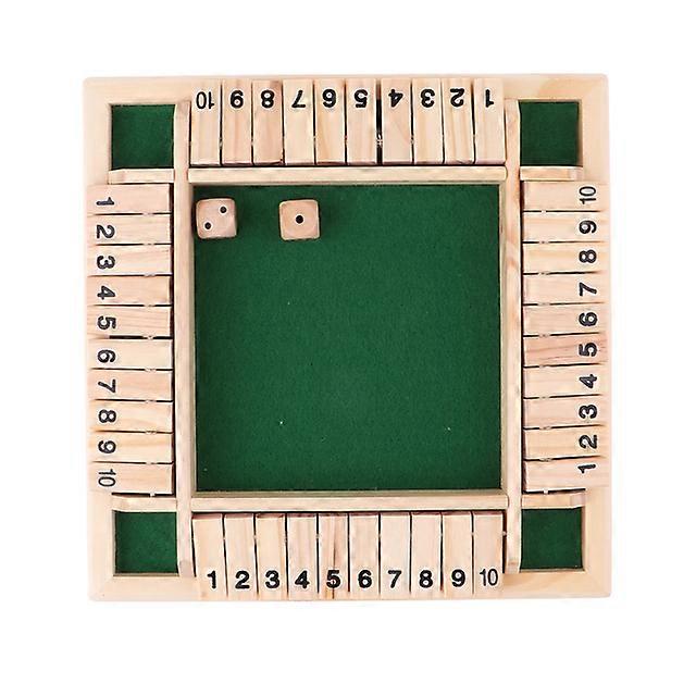 Four Sided 10 Numbers Shut The Box Board Game Wooden Flaps &amp; Dice Set Deluxe Board Game Party Club Games for Adults Families