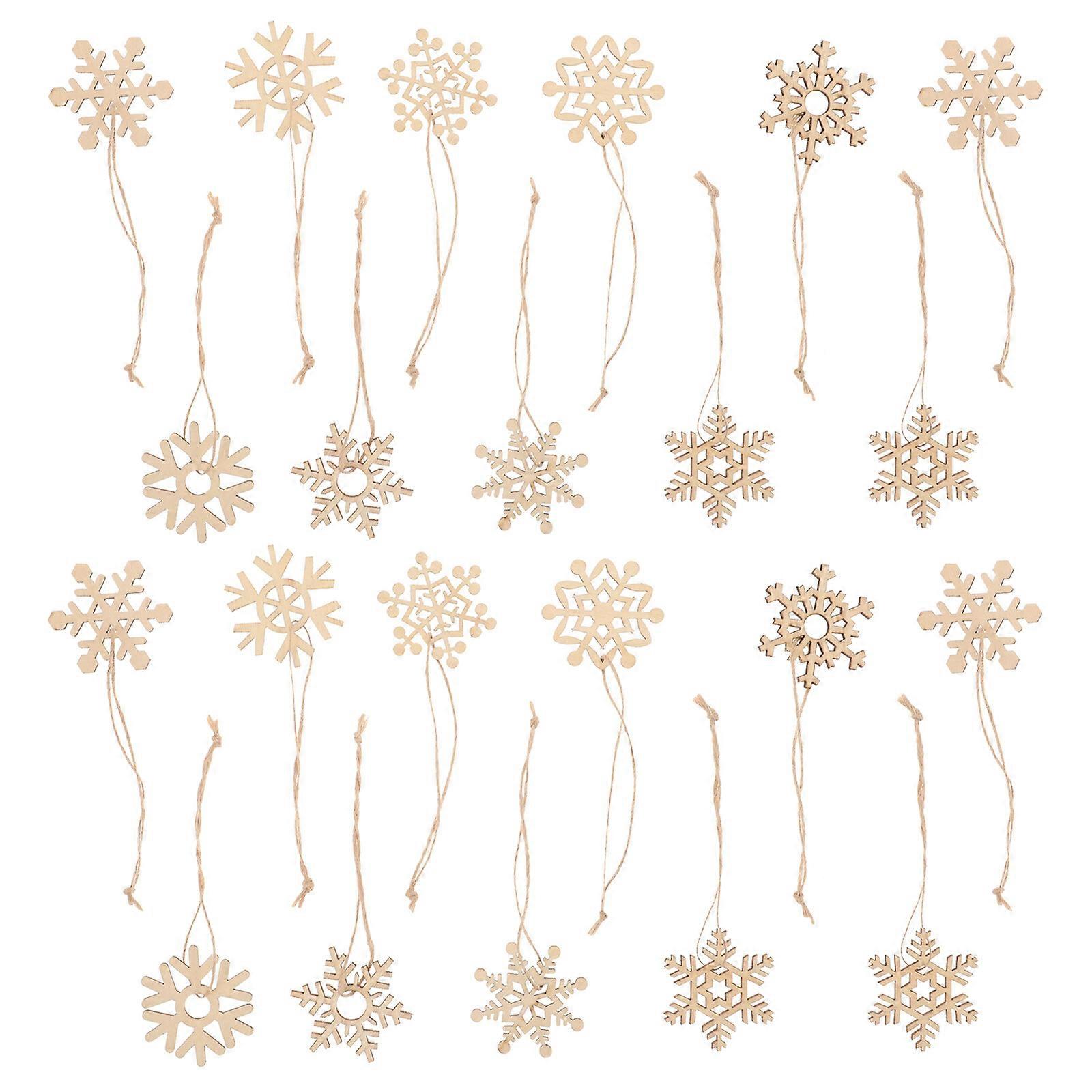 1 Set Wooden Snowflake Hanging Ornaments Xmas Tree Hanging Decor Christmas Party Layout Props