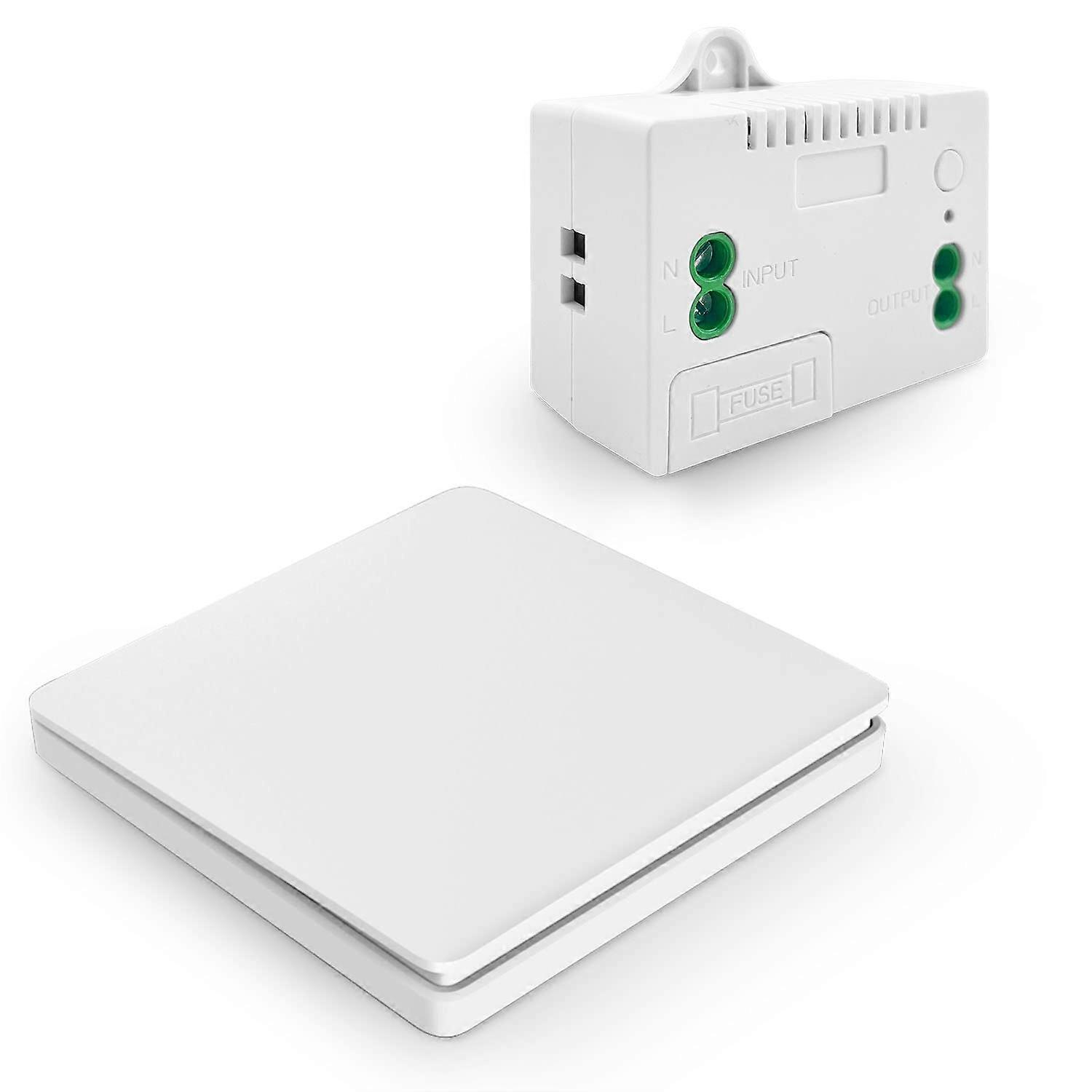 Wireless Kinetic Light Switch Wall Panel Radio Control Switch and 10A Relay Receiver Controller with Fuse, No Battery Self-Generating Switch