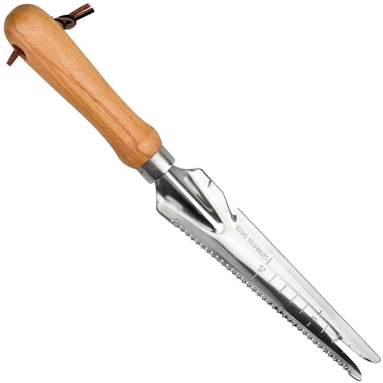 Stainless Steel Weeding Tool with Wooden Handle - Handheld Weeder for Garden Weeding