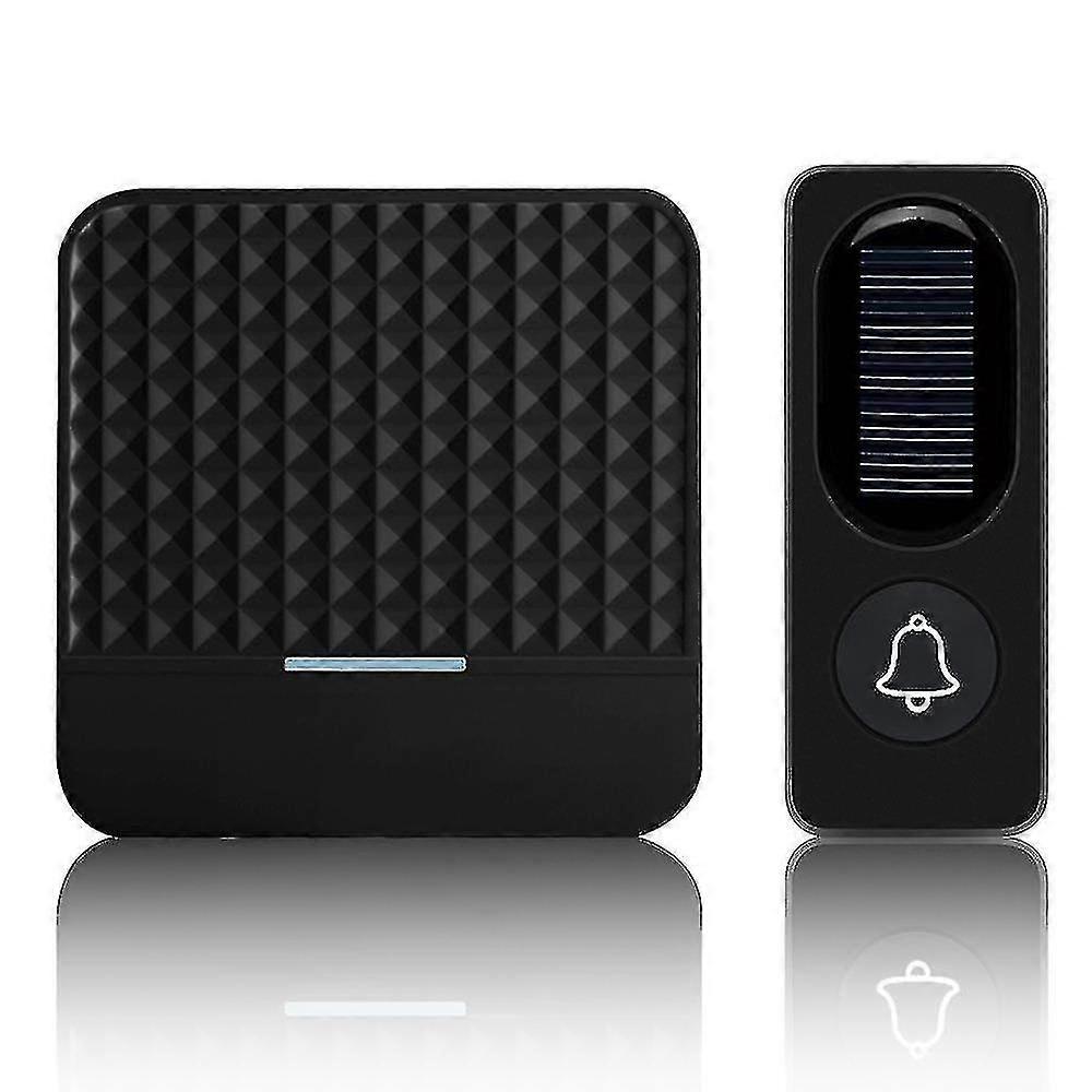 Solar Powered impermeable inalámbrico timbre timbre inteligente timbre (negro) A