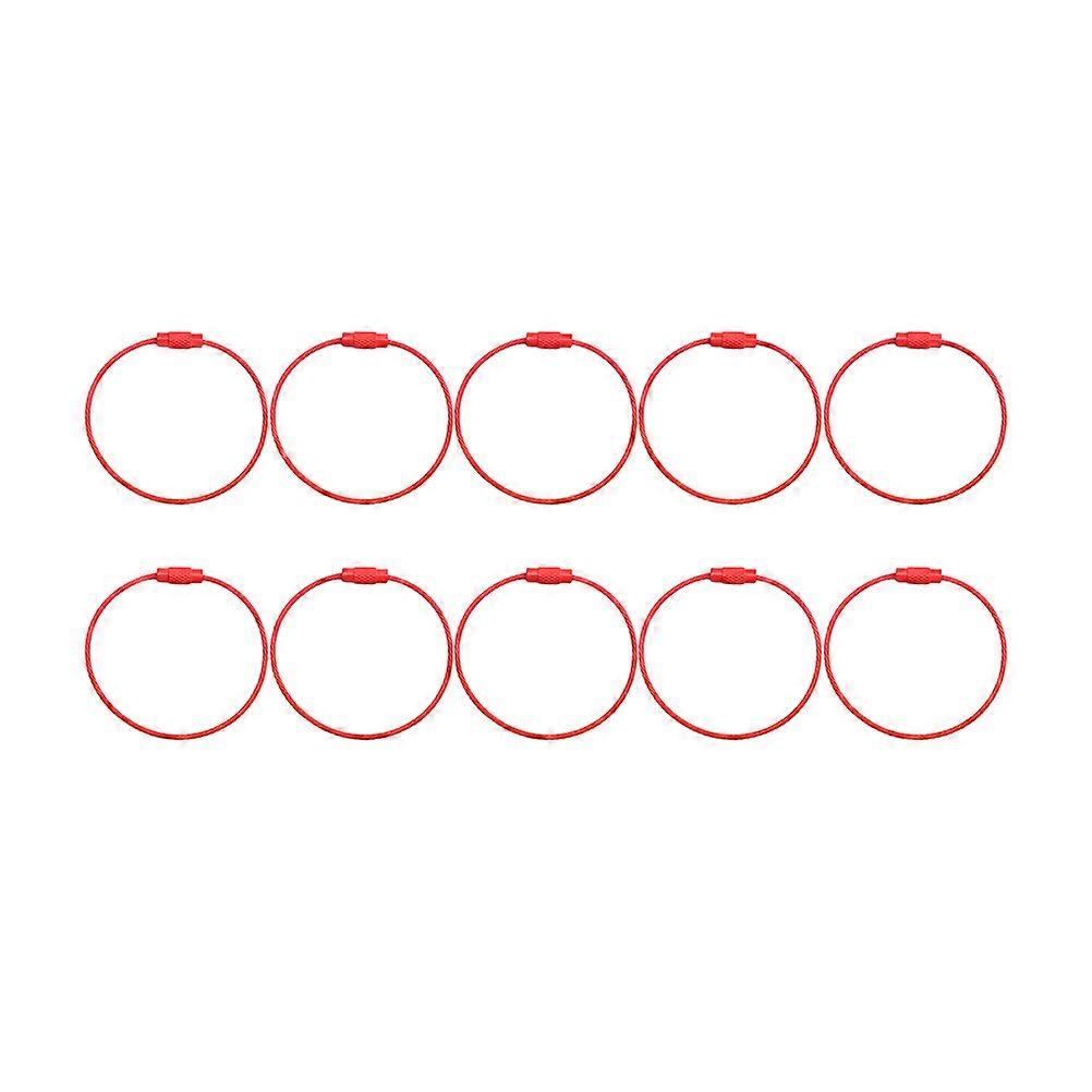 10Pcs Creative Keyring Metal Fashion Retro Simple Durable Keychain for Key (Red)