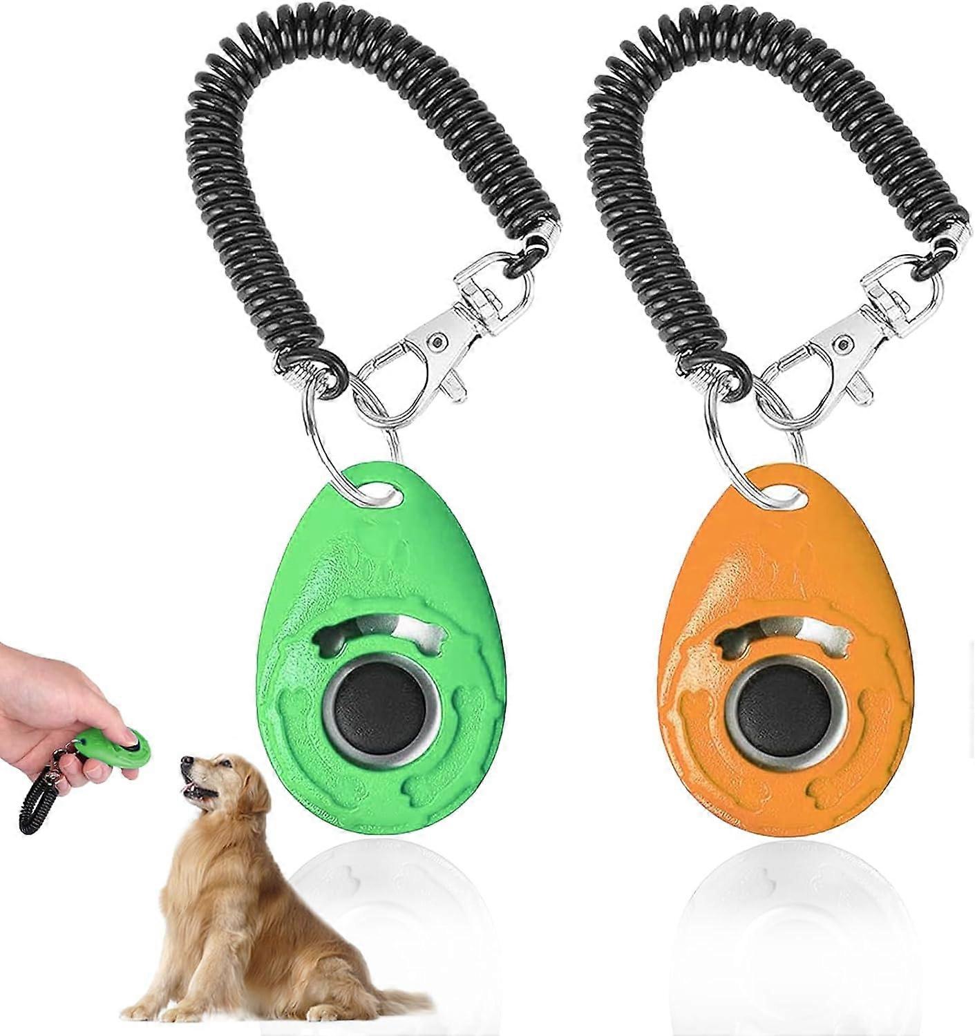 2 Pack Dog Training Clicker with Wrist Strap Pet Training Clicker with Big Button Effective H-16dd3