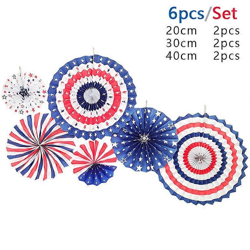 12PCS American Independence Day String Flags Folding Fans Table Decoration For Party