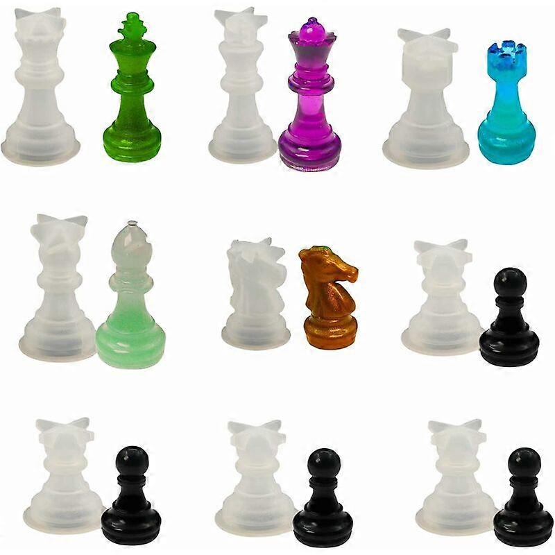 9 قطع سيليكون الشطرنج قطعة قوالب سيليكون 3D قطع الشطرنج ، الحرف اليدوية DIY ، الديكور المنزلي