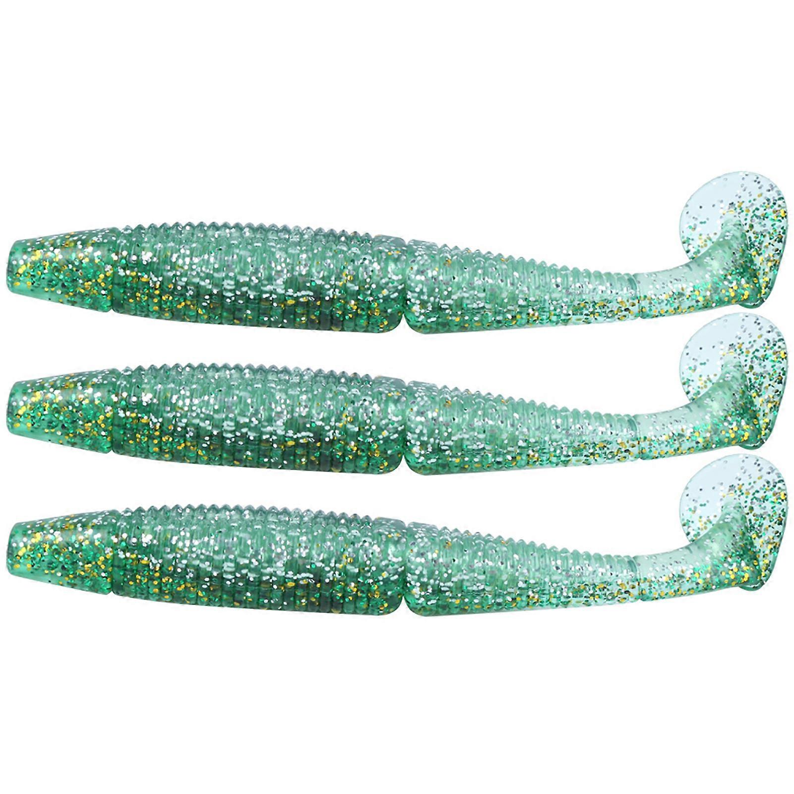 AR50 3PCS διπλό χρώμα Τ ουρά 120mm 10.5g μαλακό σκουλήκι τεχνητό δόλωμα δολώματα αλιεία σύνεργα # 3 Vert Argent