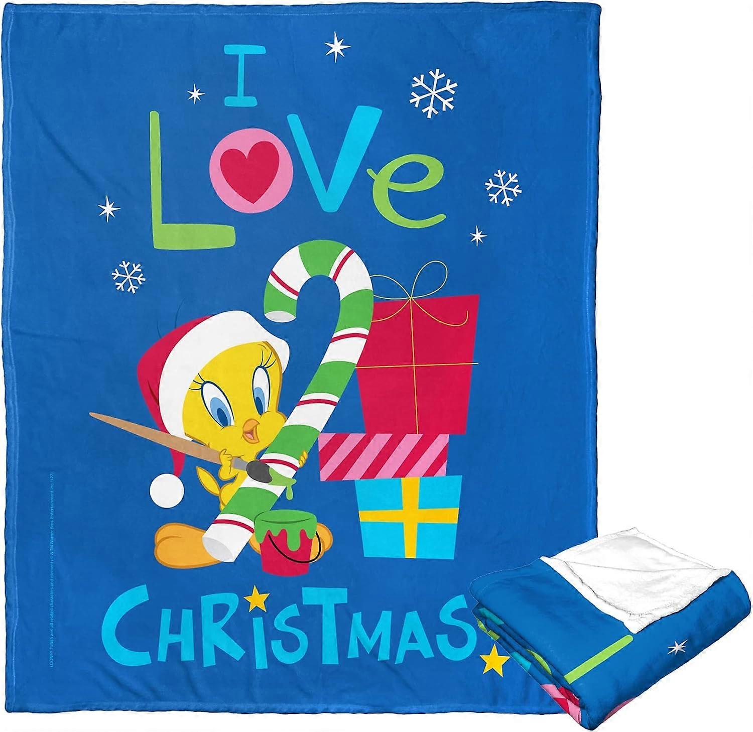 لوني تونز الحرير تاتش رمي بطانية ، أنا أحب عيد الميلاد