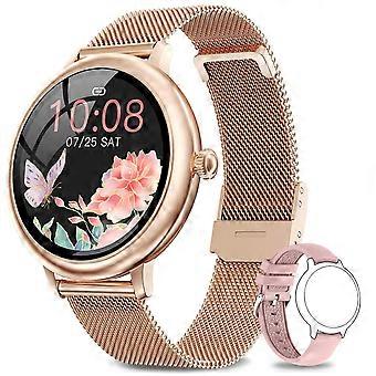 Smart Watch Women with Female Function, Gold Waterproof Sport smart Watch, Blood Oxygen and Heart Rate Monitor, Calorie Pedometer, Fitness Watch for A