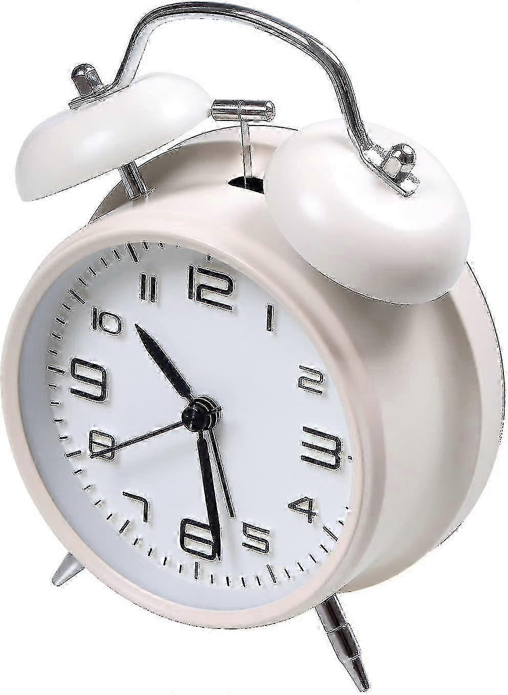 4 Twin Bell Alarm Clock Battery Operated, Loud Mechanical Wind-up Alarm Clock With Stereoscopic Dial, Nightlight, Non Ticking(black)