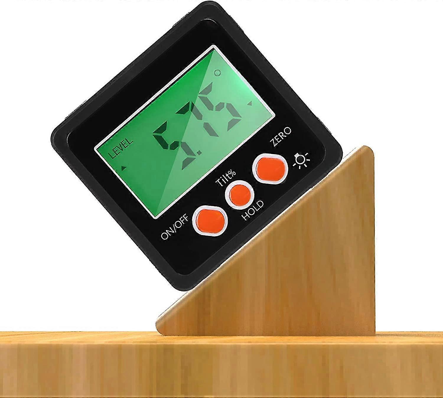 Digital Angle Finder, Portable Waterproof Large Lcd Display Green Backlight Inclinometer Protractor Th Measurement Freezing Function And Magnetic Ba