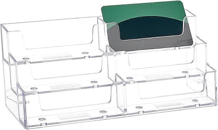 DIY Business Card Holder 6 Pocket Cards Organizer Case Multiple-Clear Acrylic Business Card Stand Display for Exhibition Home and Office DIY