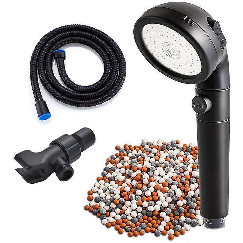 Pommeau Douche Pommeau de Douche Anti Calcaire Filtrant, 3 Modes Pression Economie Deau Douchette Douche Salle de Bain avec Panel, Filter Ball