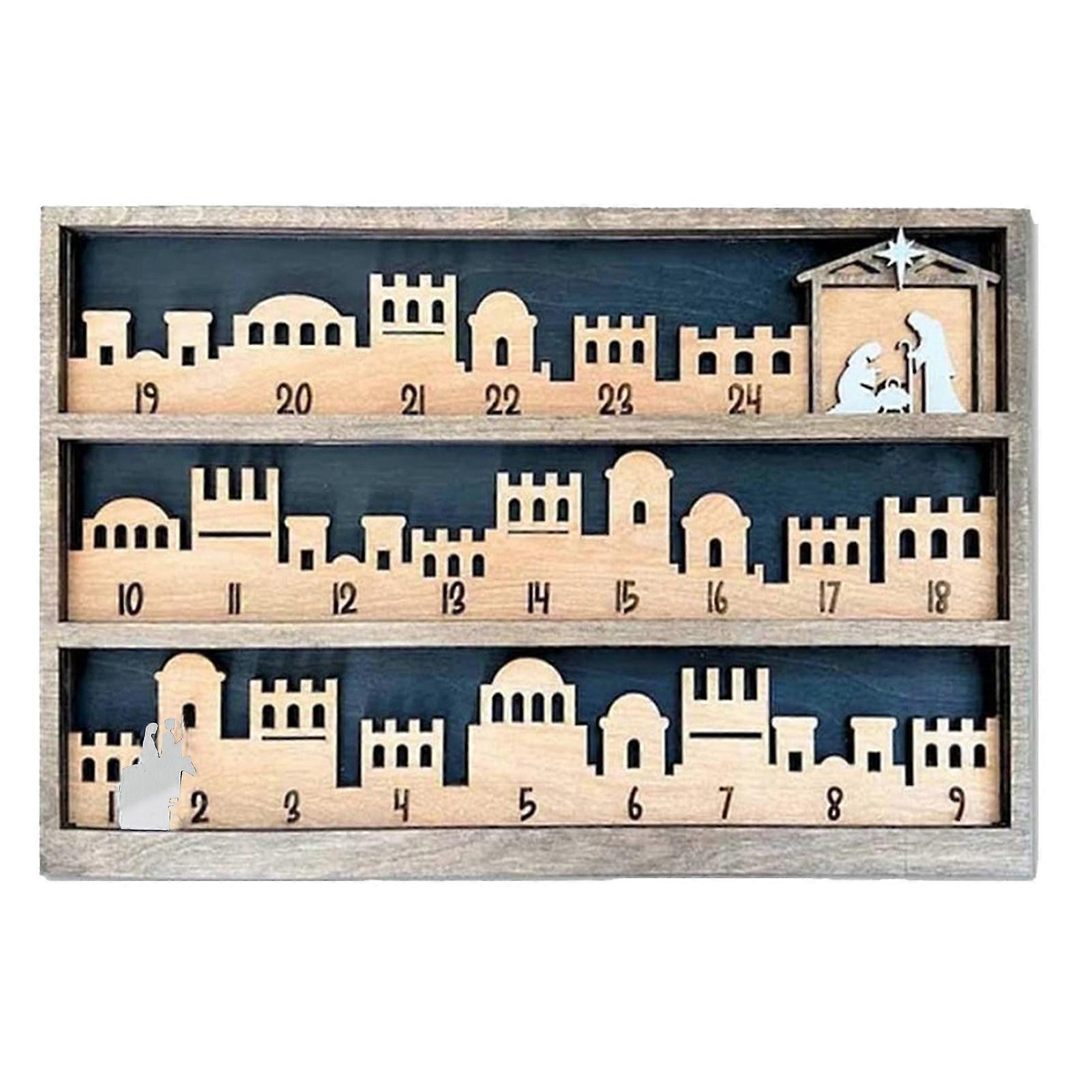 Wood Nativity Advent Calendar 24 Days Christmas Advent Countdown Calendar Nativity Scene Religious Countdown Calendar Gift for Christian