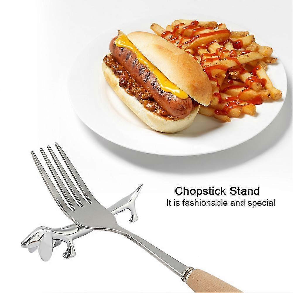 Novel Metal Dog Pattern Sturdy Durable Chopstick Stand Table Decorative Ornament