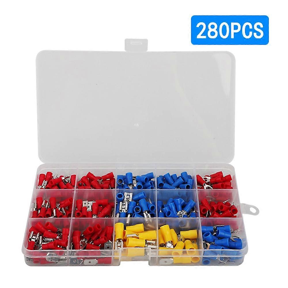 280Pcs Insulated Ring Terminals Assorted Kit Cold Press Electrical Wire Crimp Connectors
