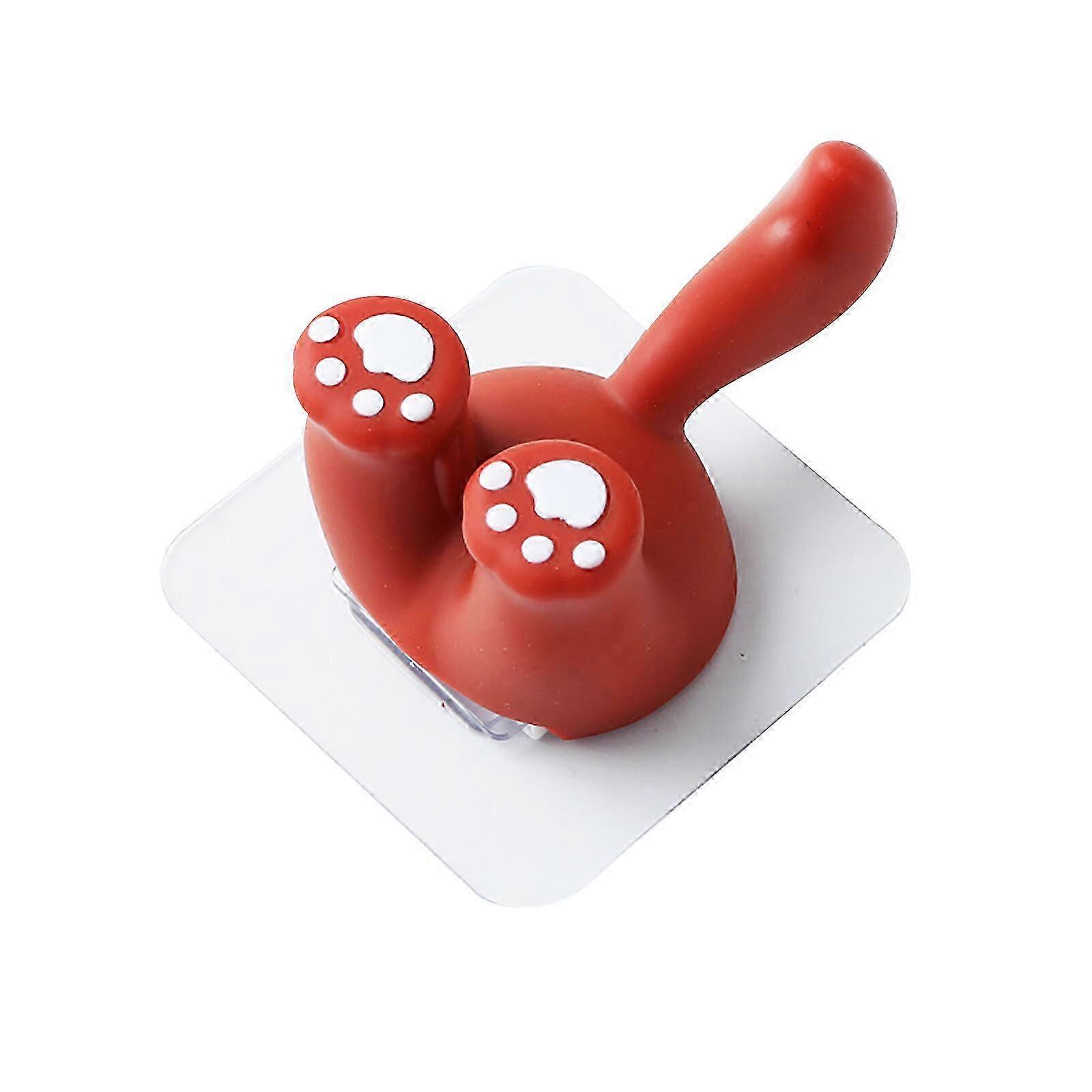Cute Animal Adhesive Toothbrush & Bath Hook, Cartoon Squirrel Tail Design, Wall Mounted Holder for Toothbrushes, Towels, Razor and Keys