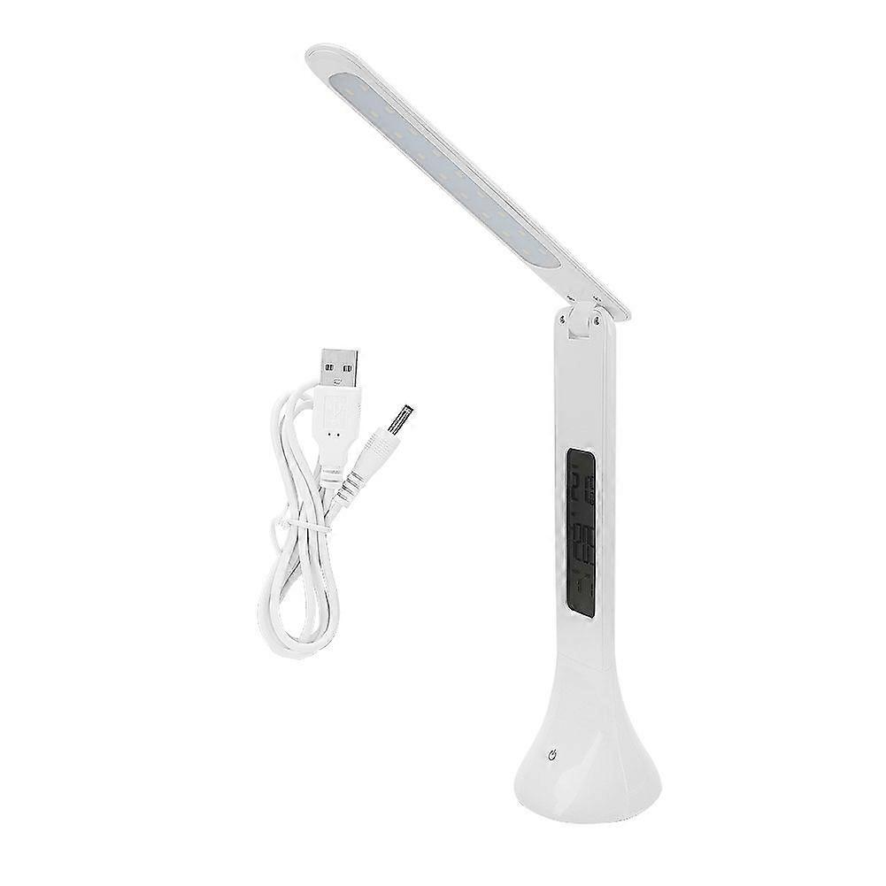 Rechargeable Adjustable Foldable Table Lamp Light with Clock Thermometer