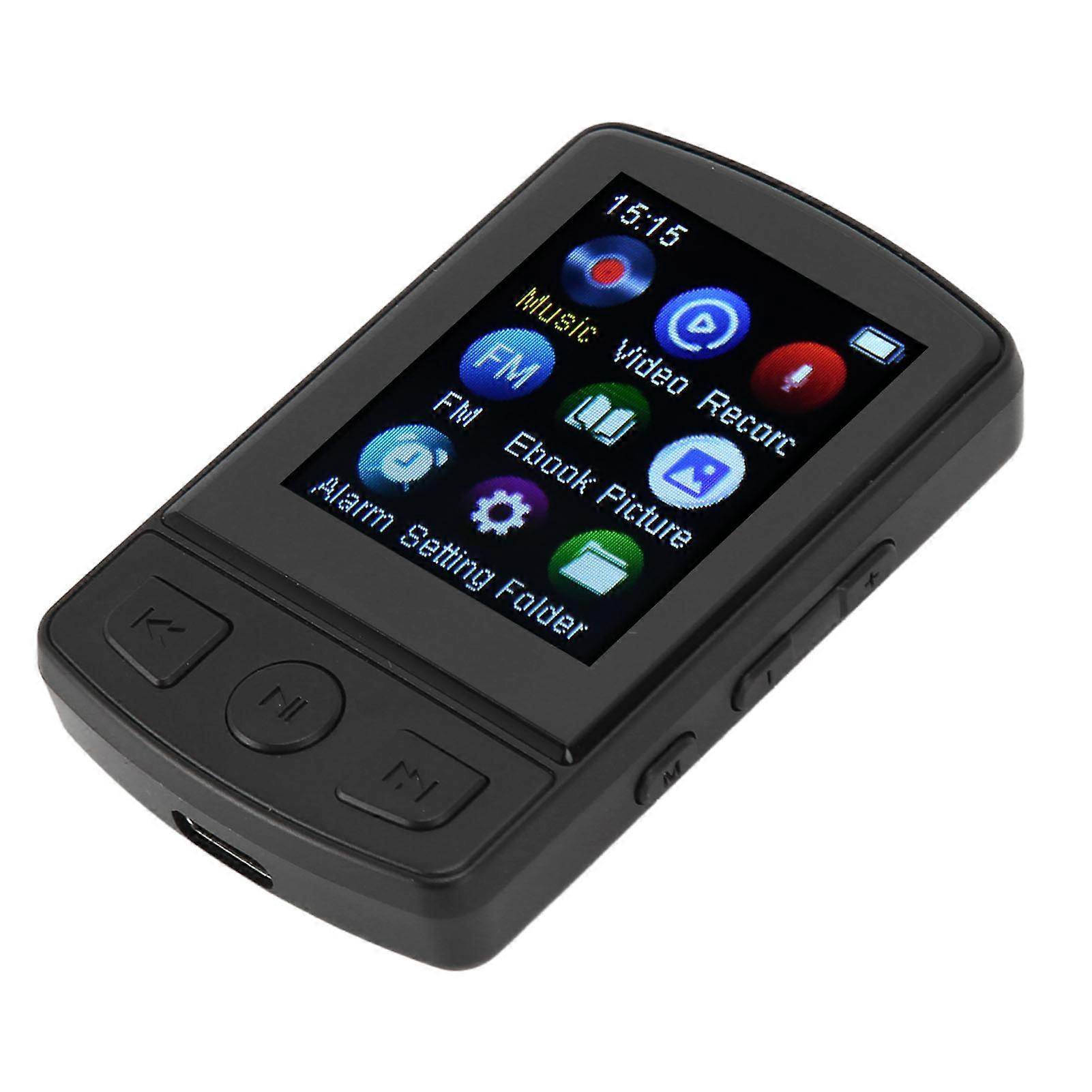 Clip MP3 Player MP4 Player Bluetooth 5.2 1.77 Inch Color Screen Portable Wearable Music Player with FM Recording Electric Book with 32G Memory Card 
