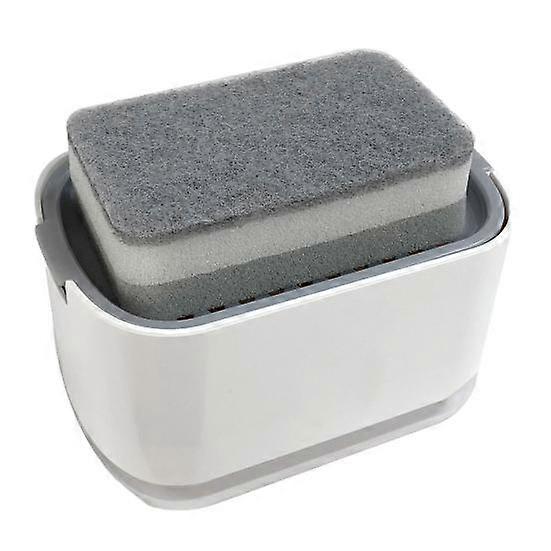 Kitchen Sink Soap Dispenser with Sponge Holder Refillable Push Pump Caddy Tray Container Liquid Detergent Organizer