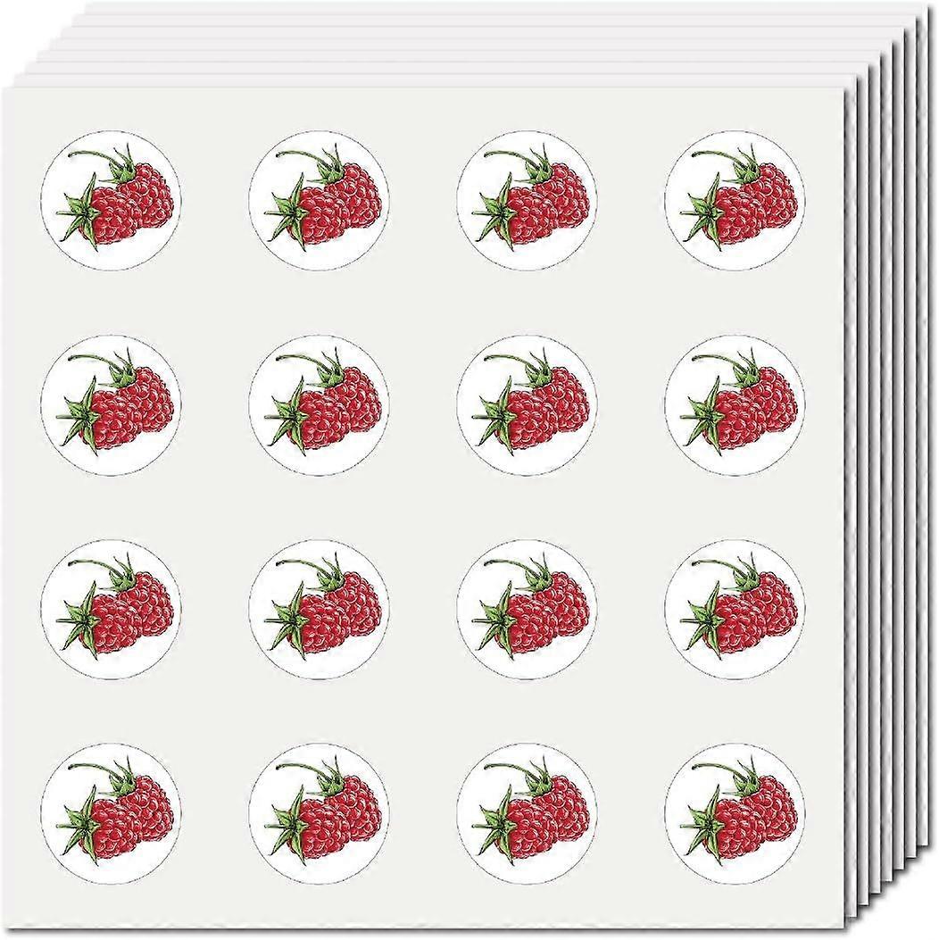 128Pcs Raspberry Stickers for Scrapbooking Small Fruit Decal Red Bulk Sticker Round Self-Adhesive Waterproof for Envelopes Water Bottles Crafts Laptop