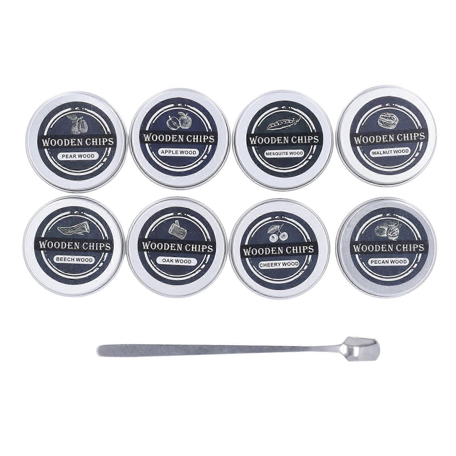 8 Flavor Smoking Wood Chips Natural Wood Chip Set Including Apple, Oak, Beech, Hickory, Cherry, Pear, Mesquite, and Walnut