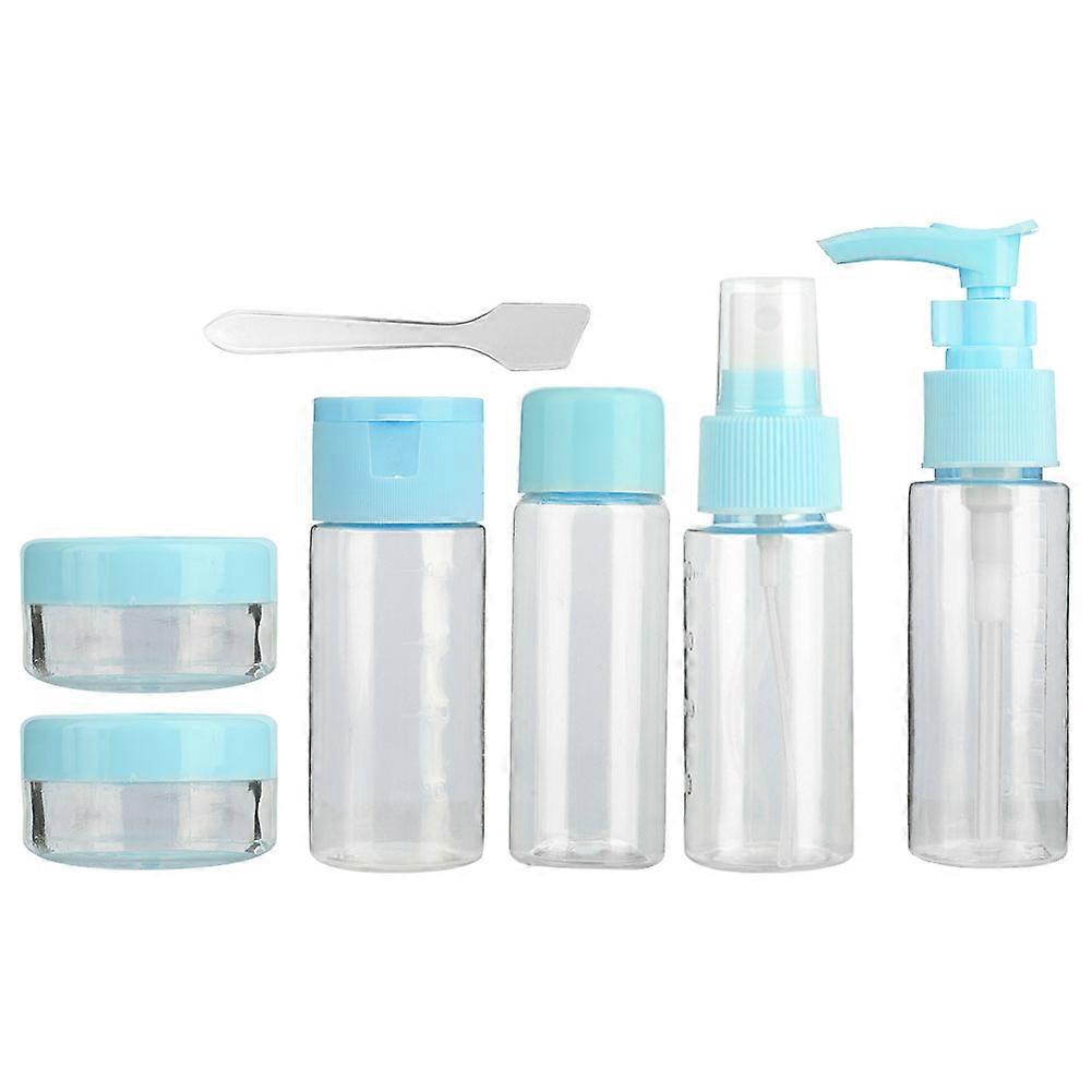 7pcs/Set Portable Reusable Empty Makeup Spray Bottle Lotion Cream Container Kit (Blue)