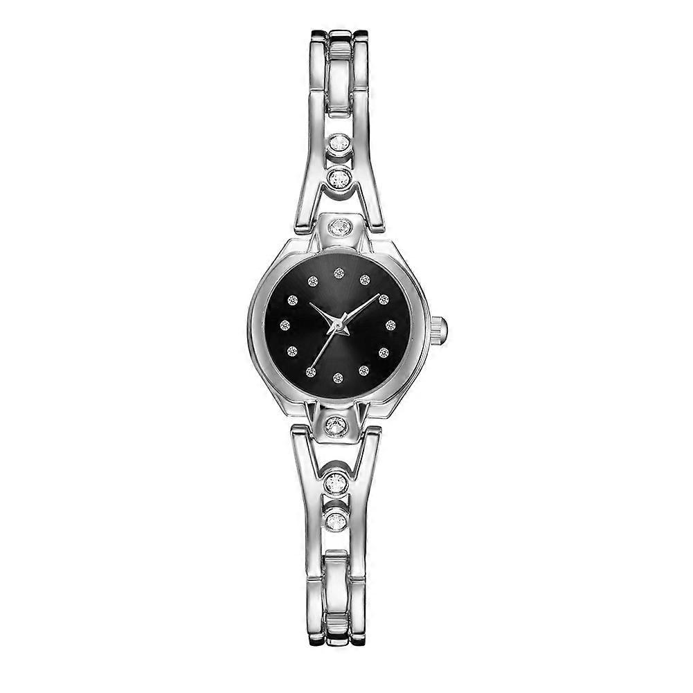 Fashionable Quartz Wrist Watch Round Dial Quartz Wristwatch(silver strap with black dial)