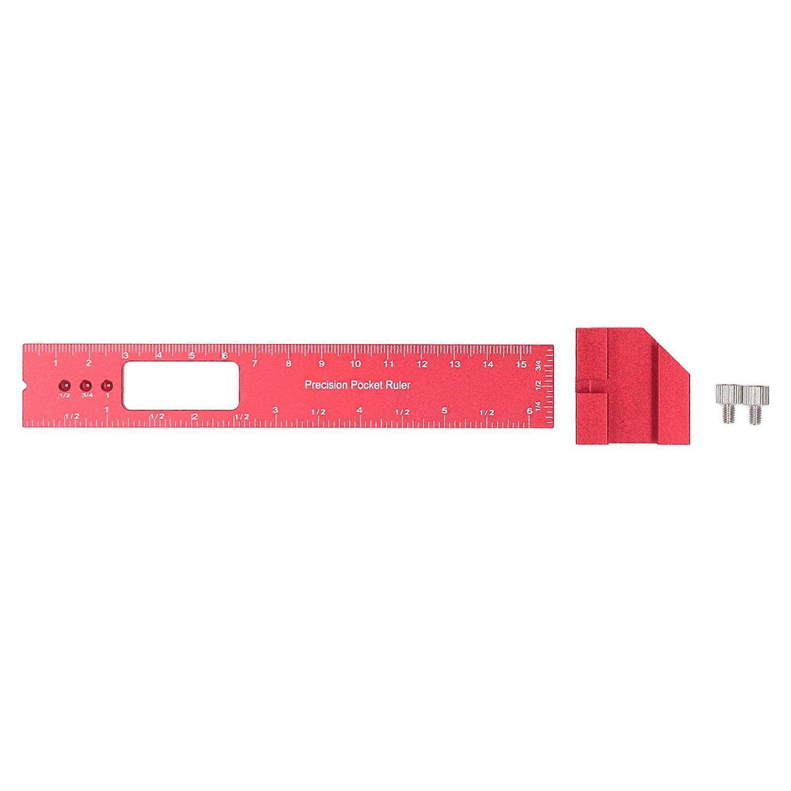 6 Inch Woodworking Ruler Adjustable Sliding Stop Aluminum Alloy Pocket Ruler for Marking Locating Measuring