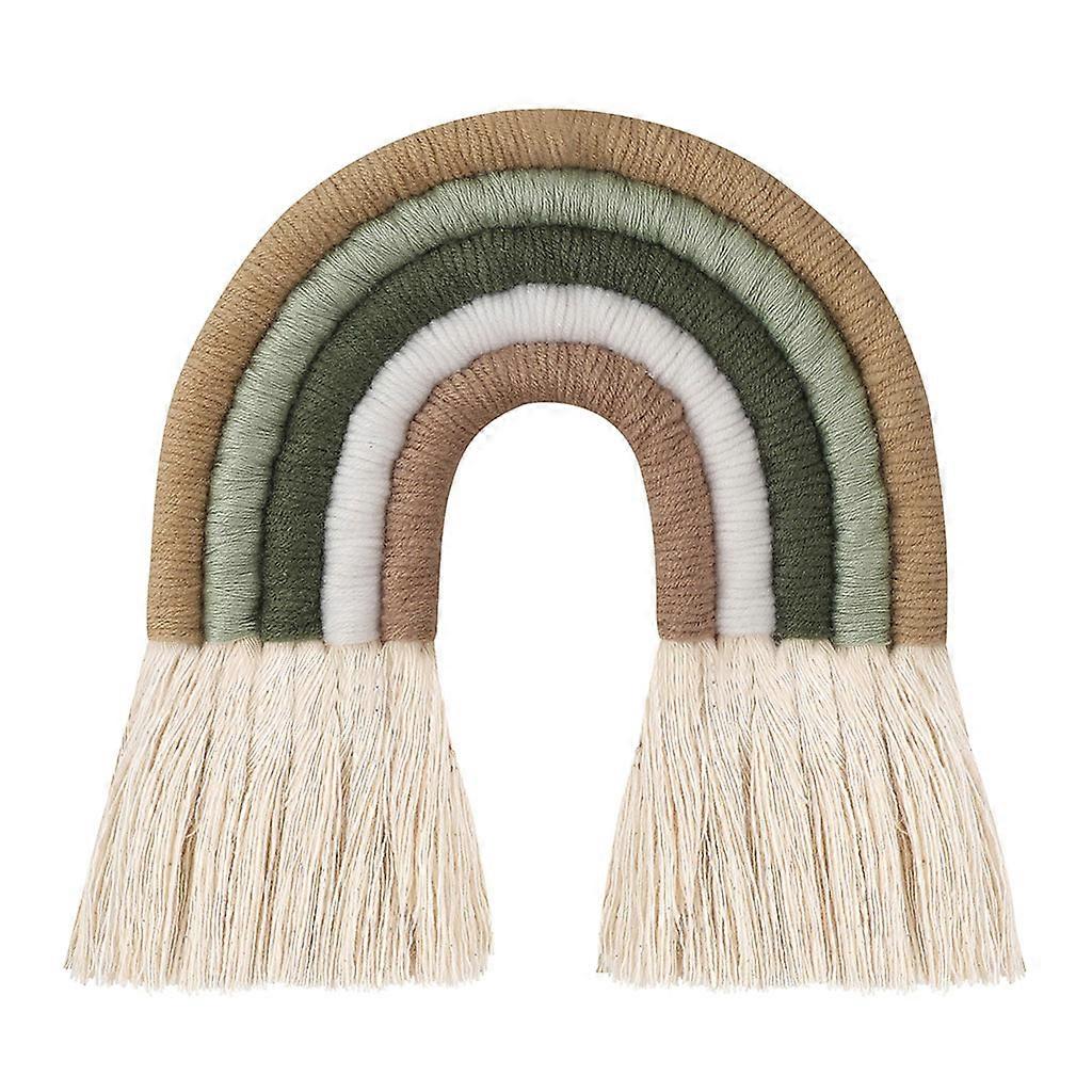 レインボーウォールハンギングオーナメント手作り織りタッセルマクラメホームデコレーションS用