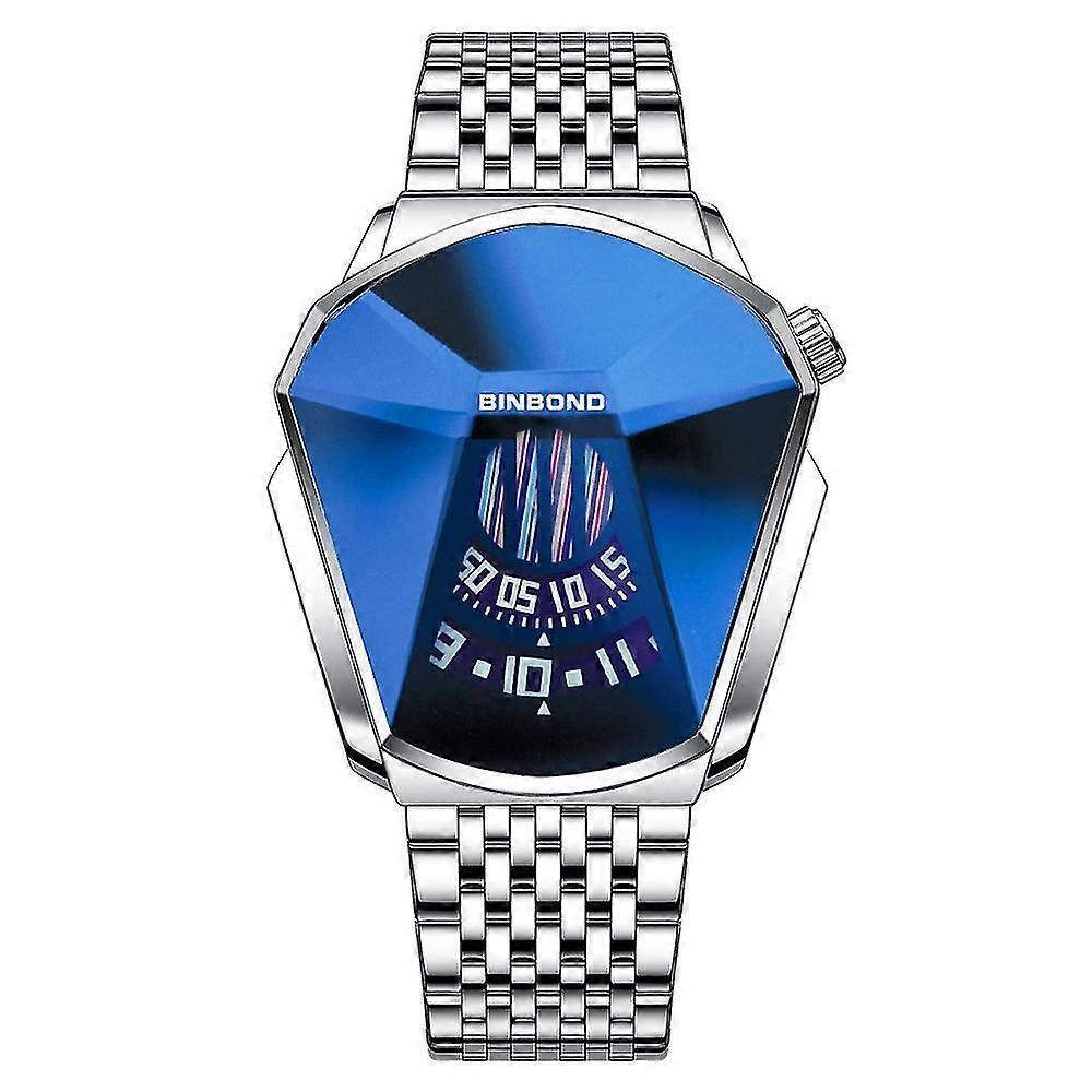 Binbong 01 Men Watch White Steel Blue Surface