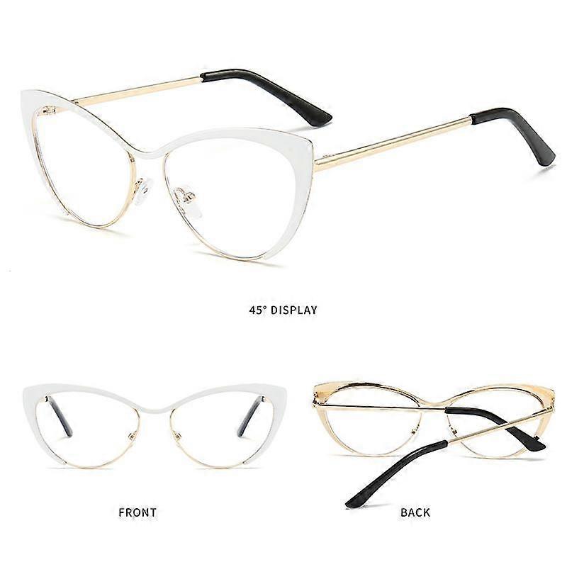 New Anti Blue Light Metal Flat Mirror Women Classic Fashion Triangle Cat Eye Glasses Retro Computer Glasses Frame
