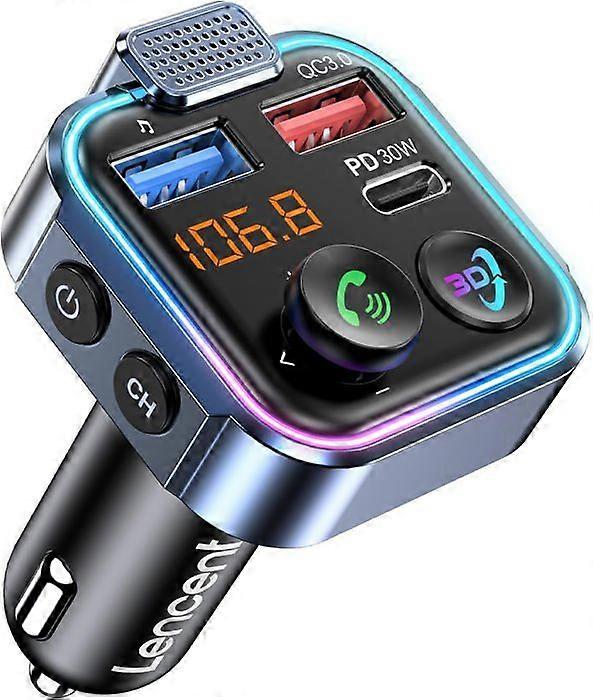 FM Bluetooth Transmitter Car, Bluetooth 5.3 Cigarette Lighter FM Radio Transmitter, PD 30W & QC3.0 Car Fast Charger