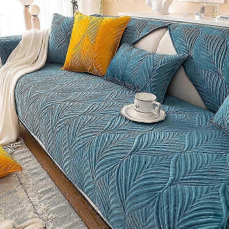 Super Soft Velvet Sofa Couch Covers Leaf Pattern Plush Sofa Slipcover