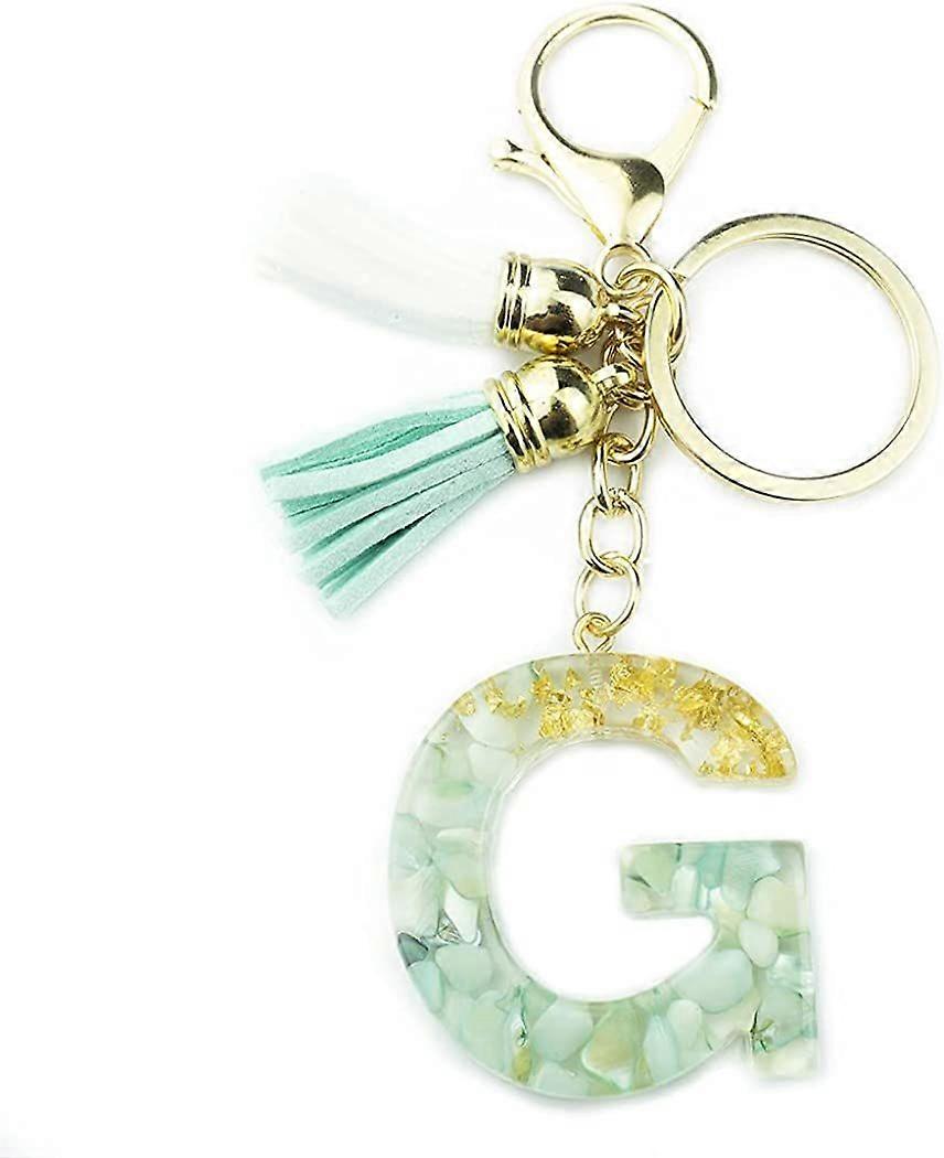 Keychain for Women AlphaAcc Purse Charms for Handbags A To Z Initial Letter Fringe Keychain, Resin Keyring