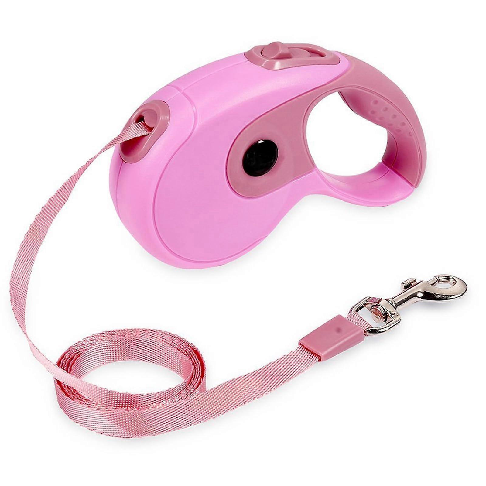 Retractable Dog Leash 16.4Ft For Medium To Large Dogs Up To 110 Lb, One-Handed Brake Lock, Anti-Slip Handle, Pink 5M