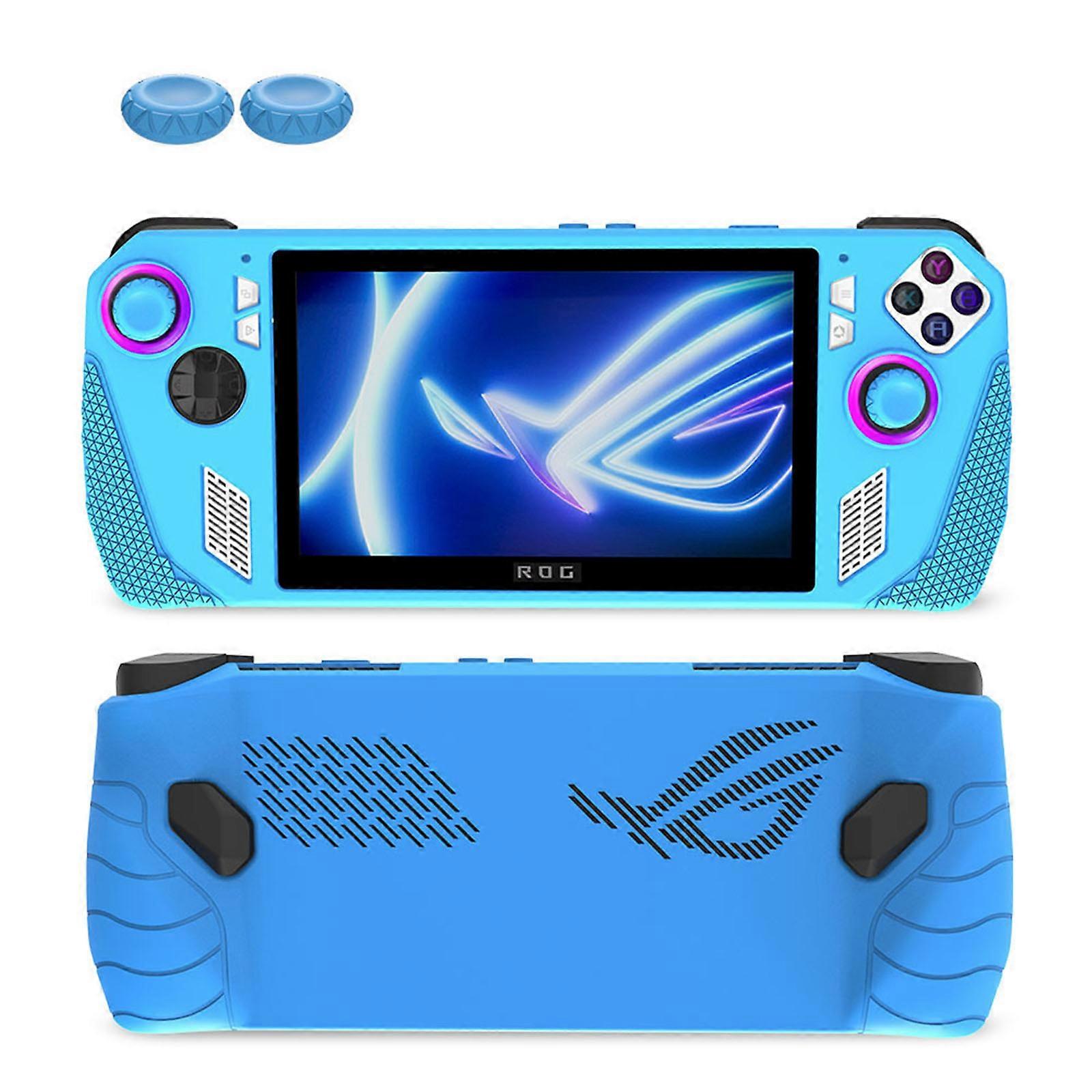 Full Wrap Silicone Protective Cover Accessories + Button Caps for ASUS ROG Ally Handheld Game Console(Blue)
