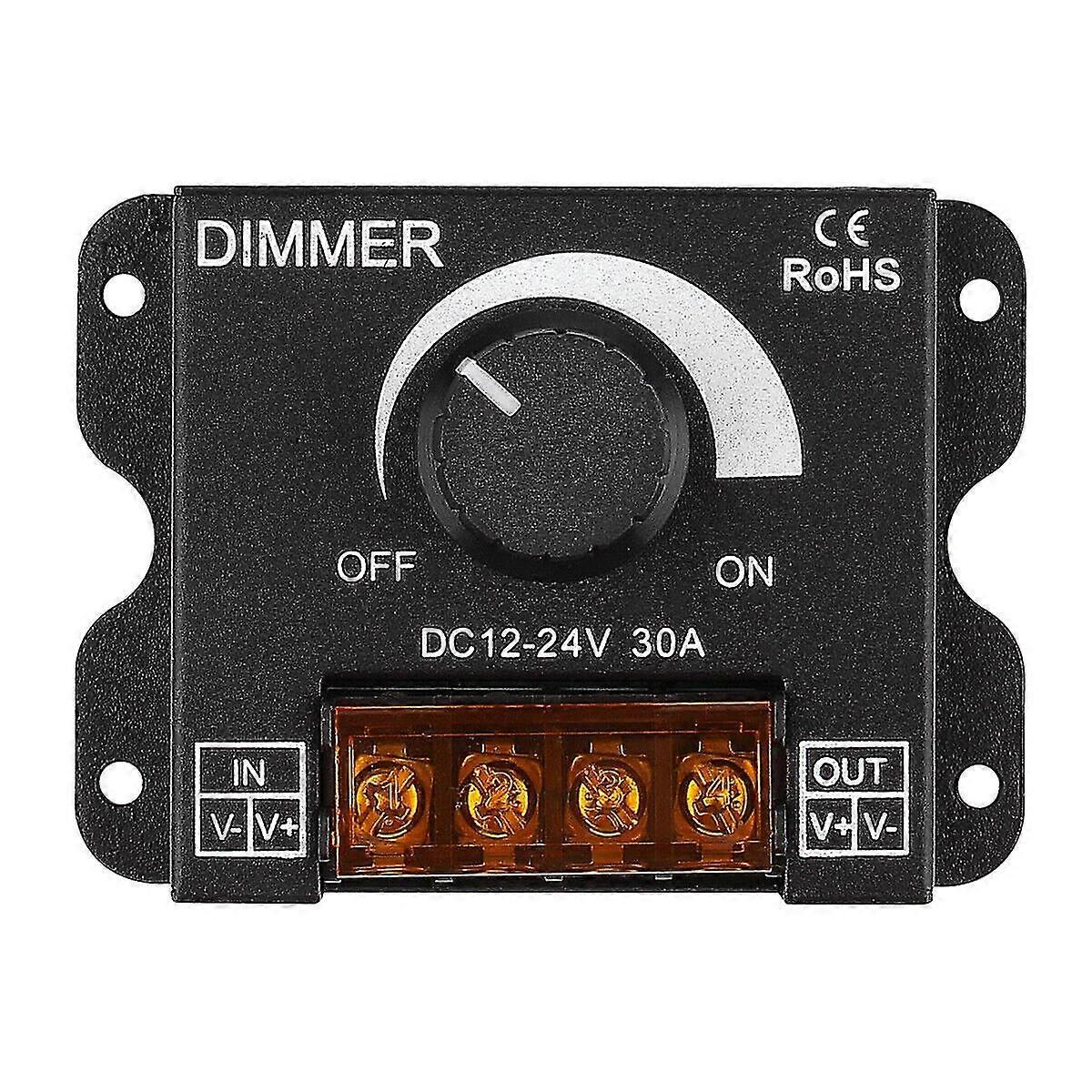 LED Light Strip Dimmer PWM Dimming Controller Knob ON/Off Switch DC 12V-24V 30A