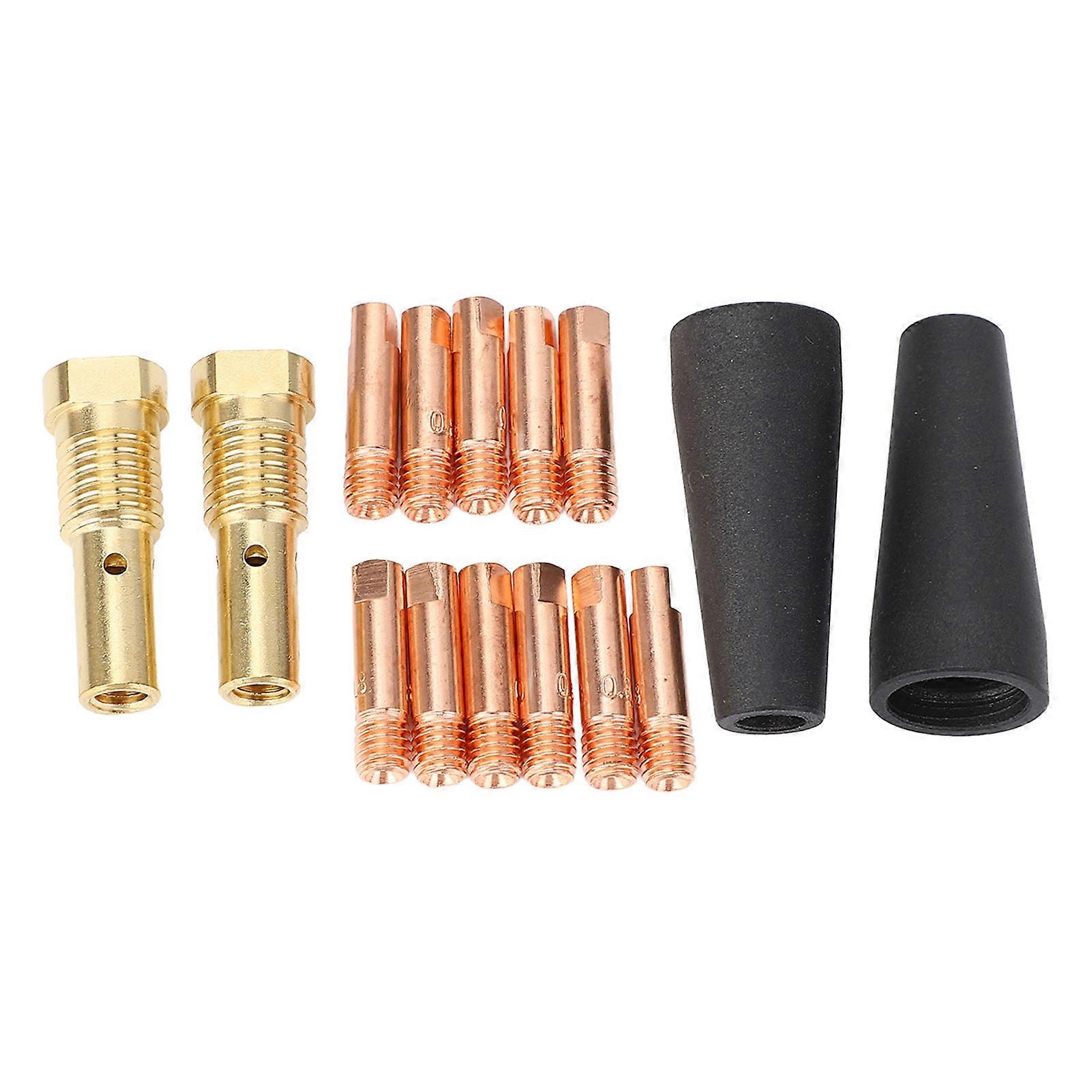 15 Pcs Set Flux Core Gasless Nozzle Tips Kit MIG Welding Gasless Nozzle Gas Diffuser 0.031in Tip for Century FC90 80GL 