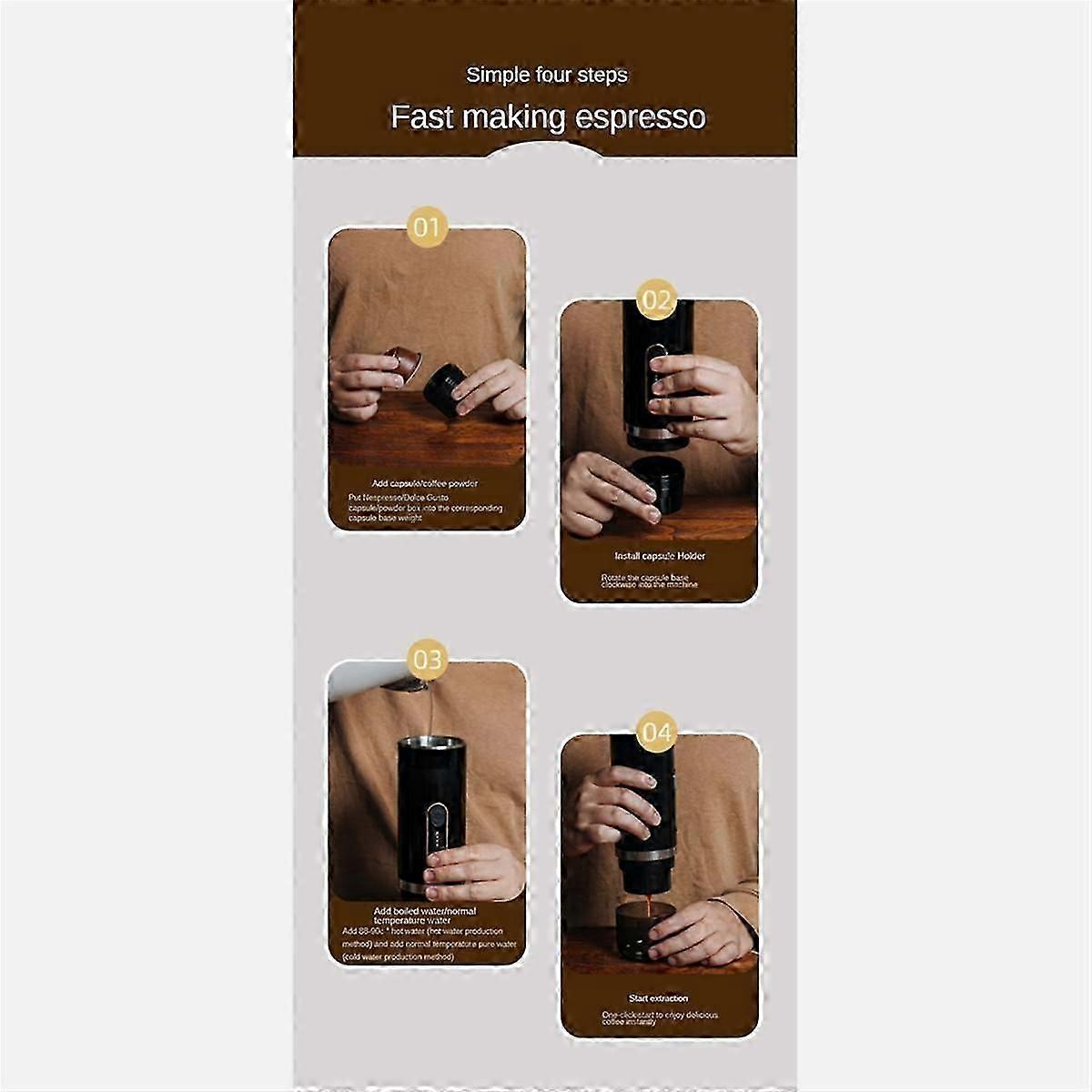 Portable Coffee Maker Rechargeable Wireless Heating Espresso Machine Car Coffee Make Ground Coffee