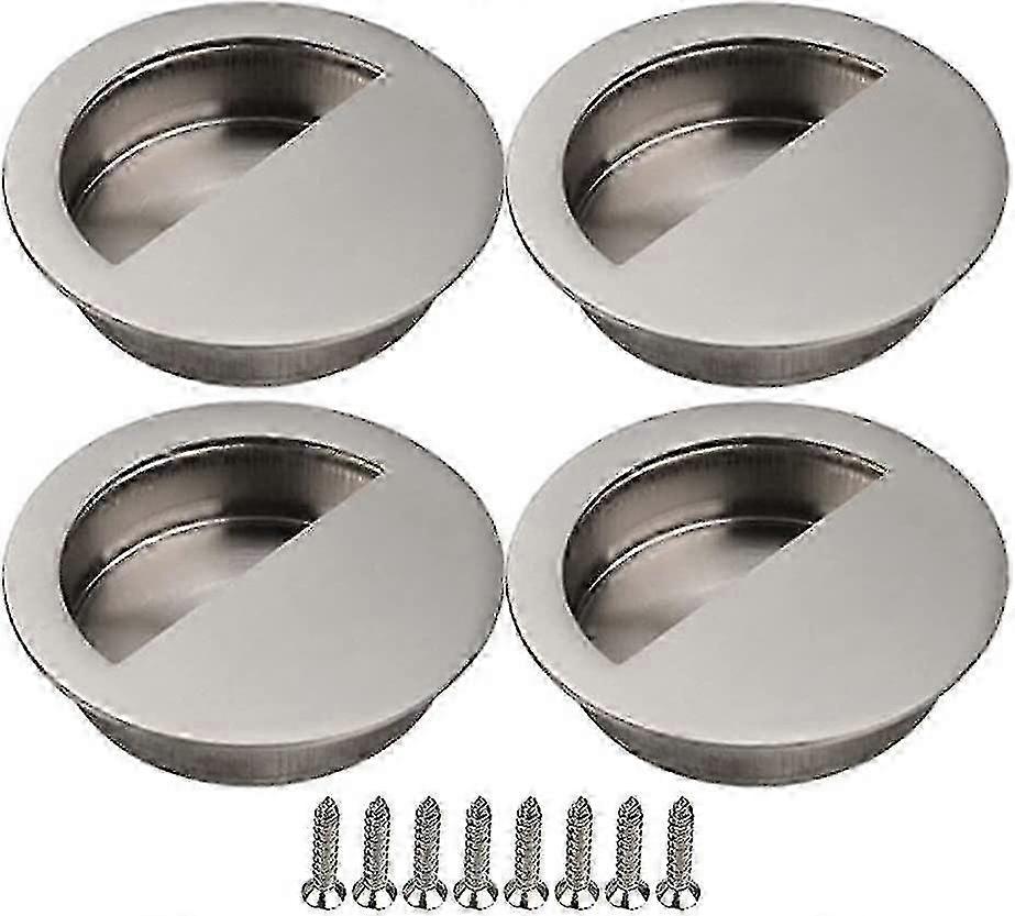 4pcs Sliding Door Handle Cupboard Door Recessed Handle Furniture Handle With Screws Cabinet Silver