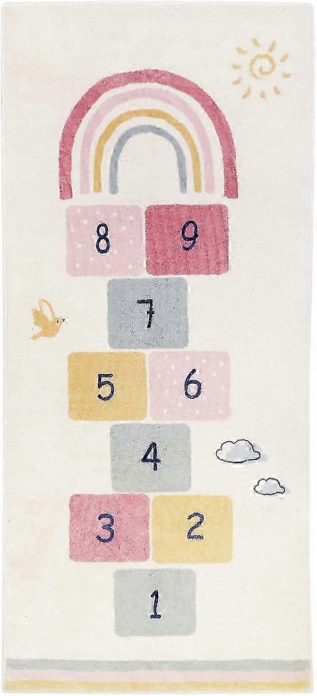 27.6 "x63"キッズホップスコッチフロアラグ-子供のための教育的な遊びの敷物