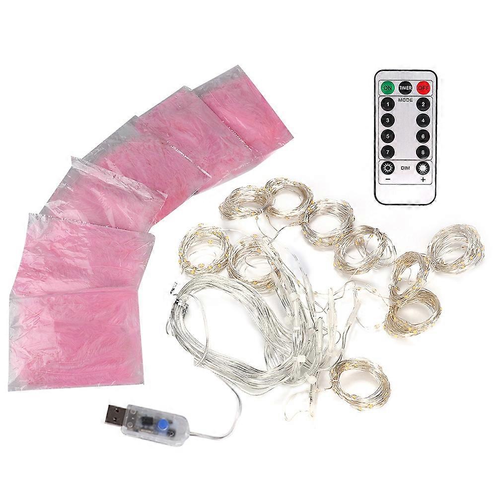 USB-Powered 300LED Feather Lamp Strip for Home Decor, Warm White Color, Flexible Design, Energy Efficient Lighting