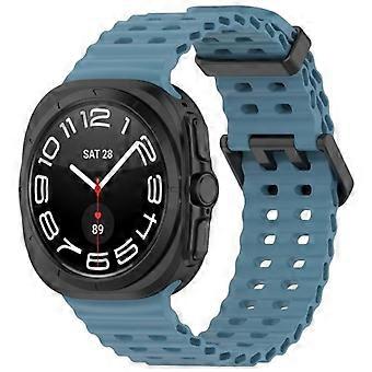 For Samsung Galaxy Watch Ultra 47mm Ocean Hole Dual Buckle Silicone Watch Band