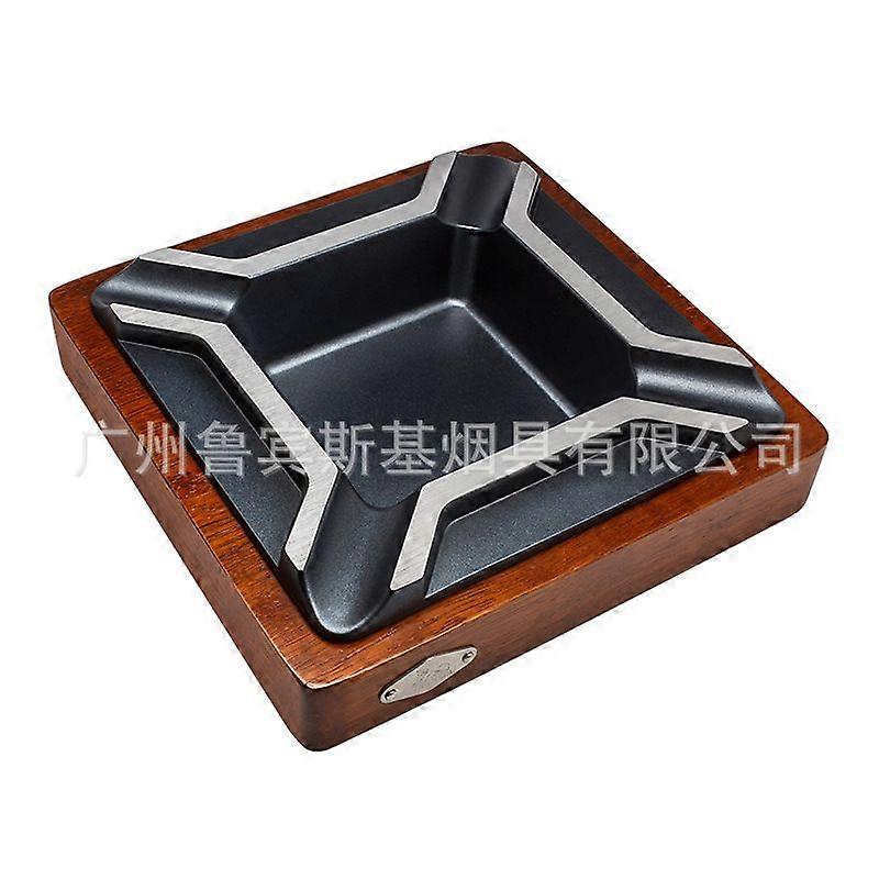 Rubinski Cigar Ashtray Four-Slot Solid Wood Zinc Alloy Large Diameter Ashtray Lubinski Cigar Ashtray
